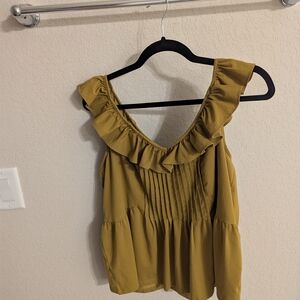 Ann Taylor Mustard Ruffle Blouse